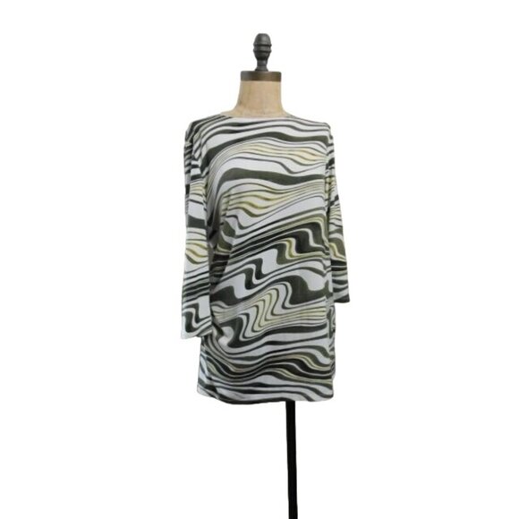 Chico's Size S Small (0) Travelers Slinky Stretchy Retro Print Tunic Blouse - Picture 2 of 3